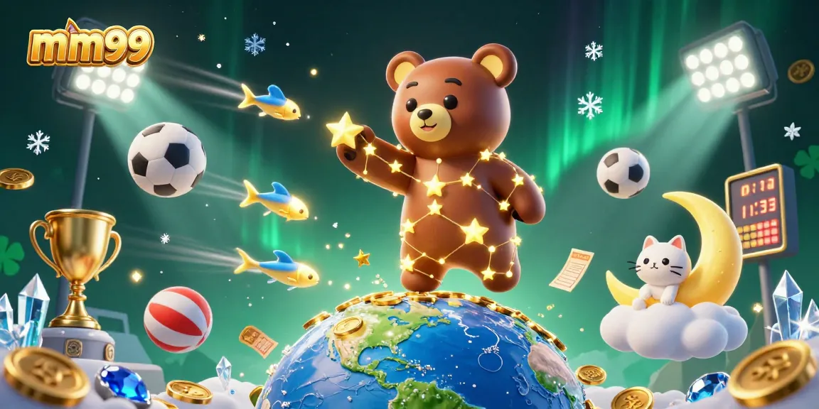 mm99 sports betting scene with cosmic bear and winning elements for players