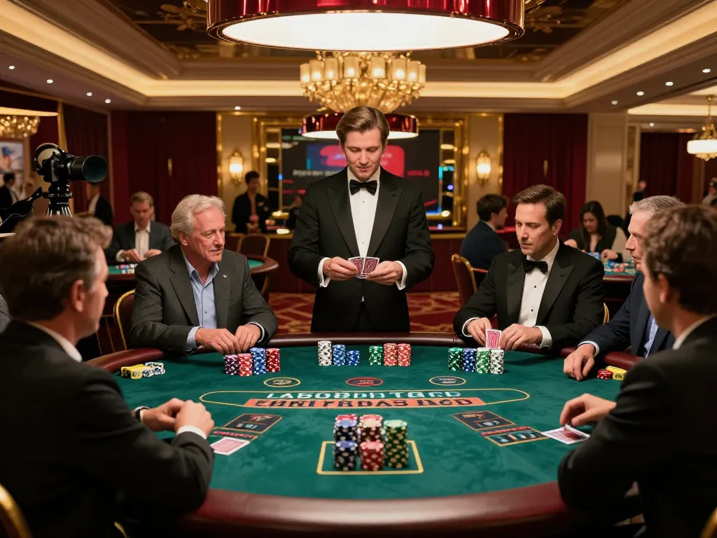 Kong88 players enjoying intense blackjack showdown at a luxurious casino table with colorful chips