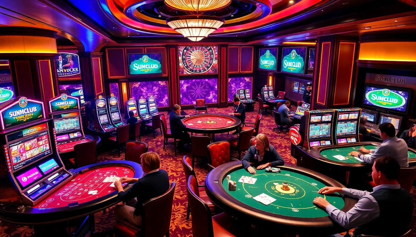Experience the thrilling atmosphere at SumClub's gaming tables with exciting poker action.