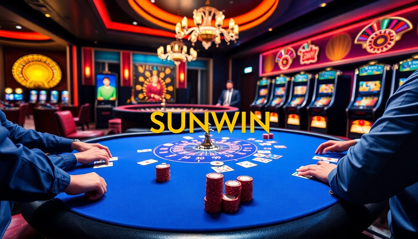 Experience the thrill of winning at Sunwin's vibrant poker table and casino games.