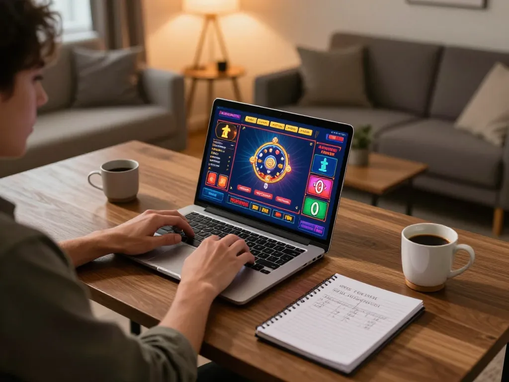 F168 player engaging with an online casino gaming session, showcasing strategy and comfort.