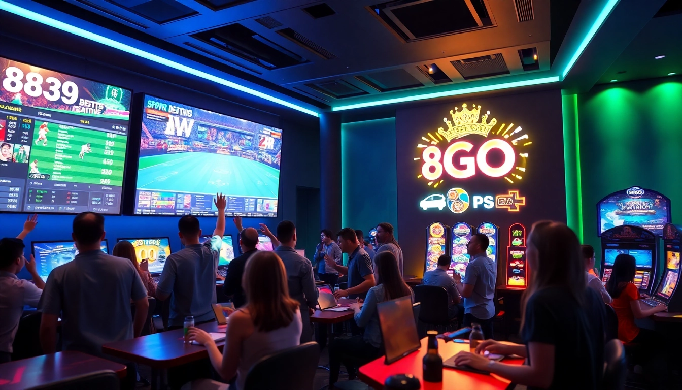 Experience the excitement of 88GO with diverse players enjoying online games in a modern gaming lounge.