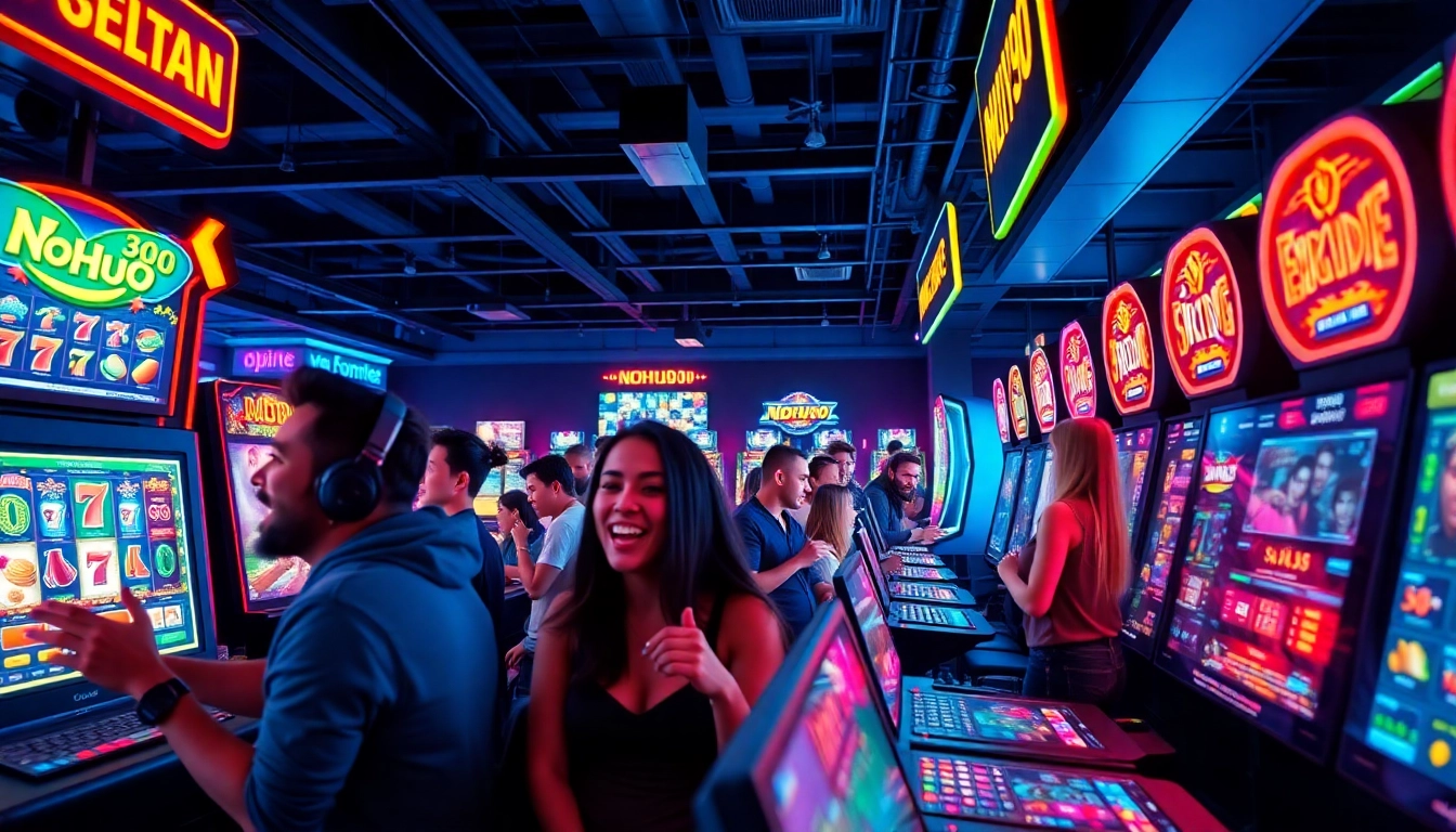NOHU online gaming platform showcasing players engaged in thrilling games like slots and sports betting.