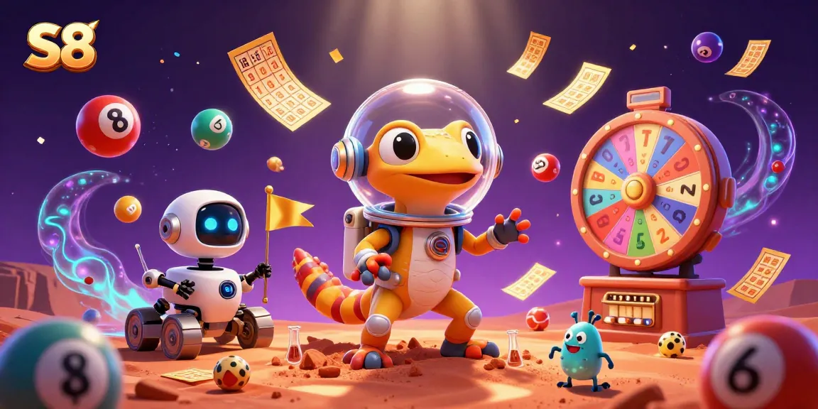 S8 showcases a Martian gecko discovering a golden casino amidst exciting gambling elements.