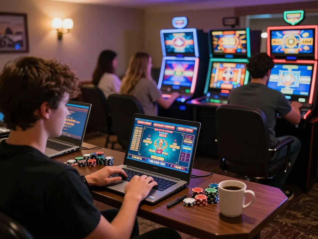 Nohu90 player enjoying online slots at home with dynamic gameplay and cozy ambiance