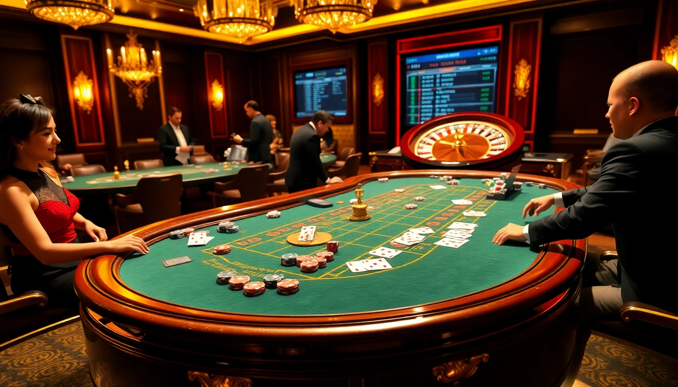Experience thrilling gaming excitement at https://3win.city/, featuring elegant casino tables, vibrant players, and a luxurious atmosphere.