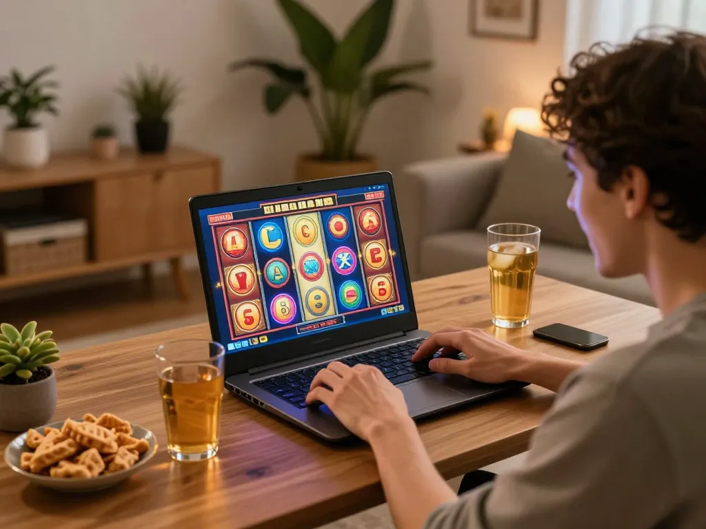 Players engage with exciting online slots at home, showcasing the appeal of o8.