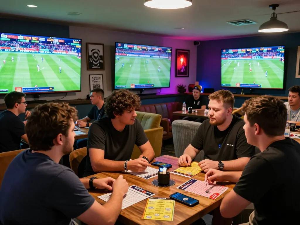 Exciting five88 sports betting scene with players engaged in live matches and strategic discussions.
