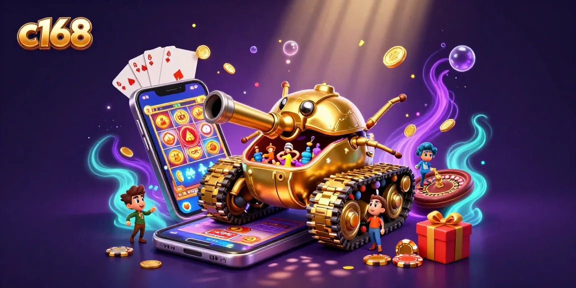 Experience thrilling wins at c168 with a lively golden beetle tank casino illustration.