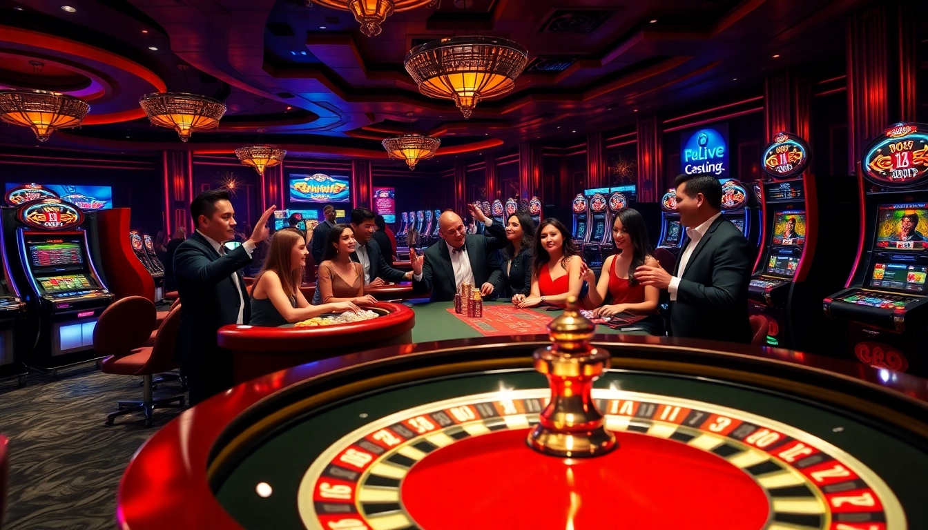 Winning excitement at https://8live.date/ as players enjoy a vibrant casino scene with roulette and slots.