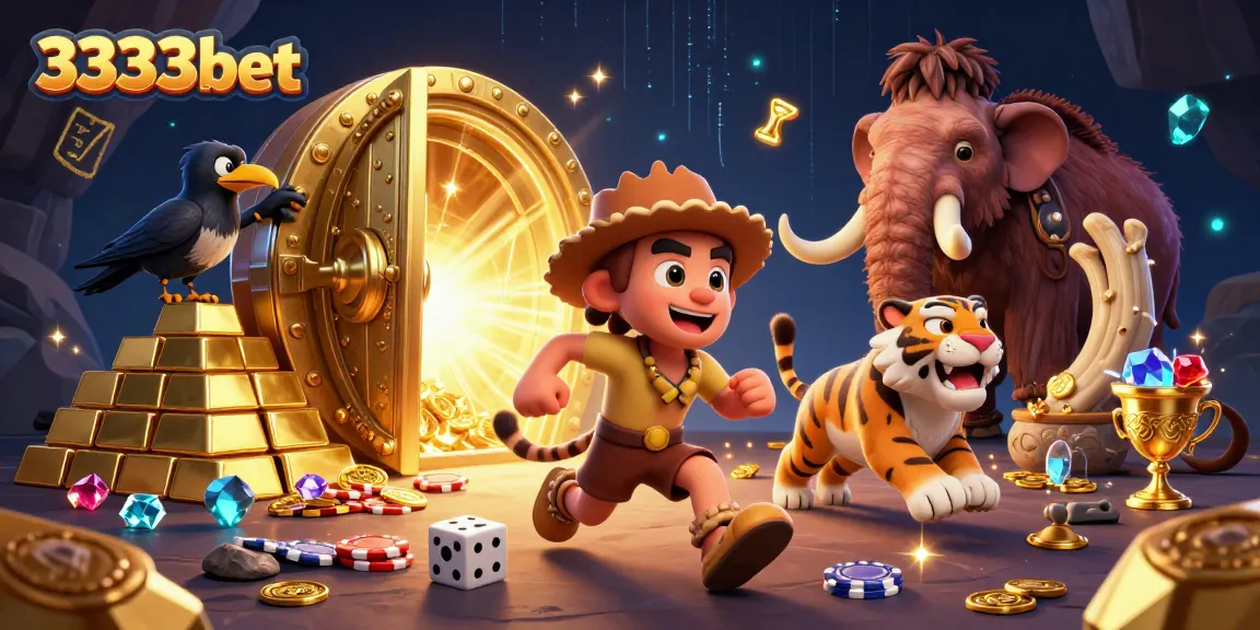 Experience thrilling gameplay with 3333bet at the lively prehistoric casino featuring cavemen and treasures.