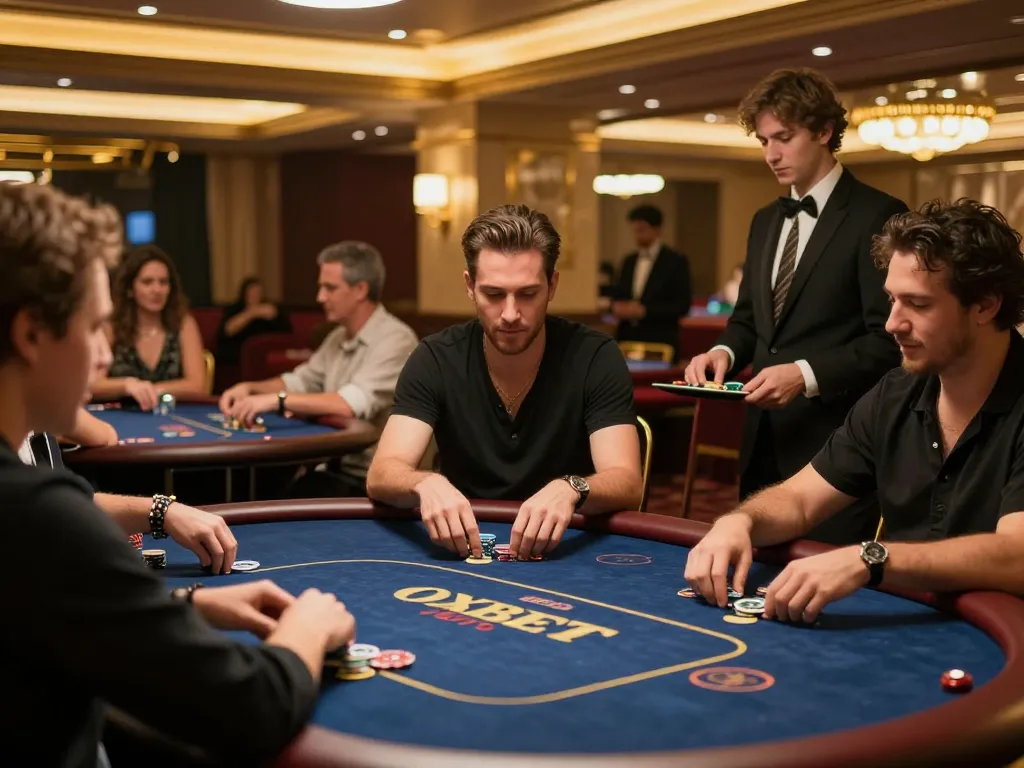 Experience high-stakes poker at OXBET's luxurious casino, where players engage strategically and seek big wins.