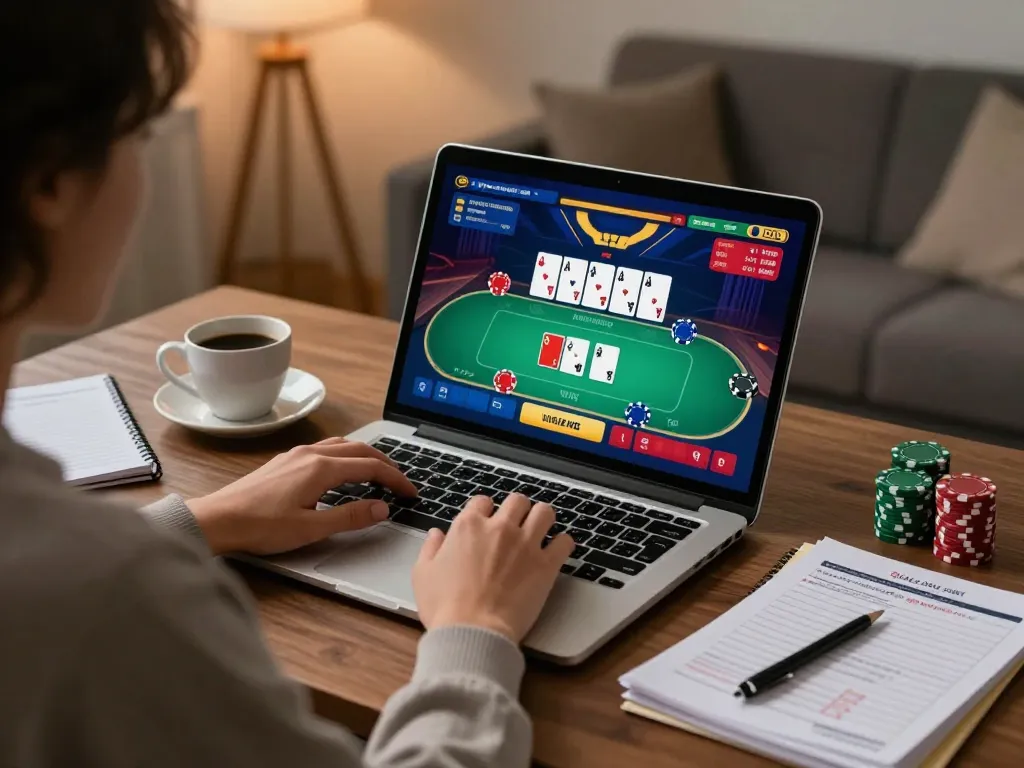 Engage in poker gameplay on Hubet, showcasing dynamic online casino interaction with vibrant game interface.