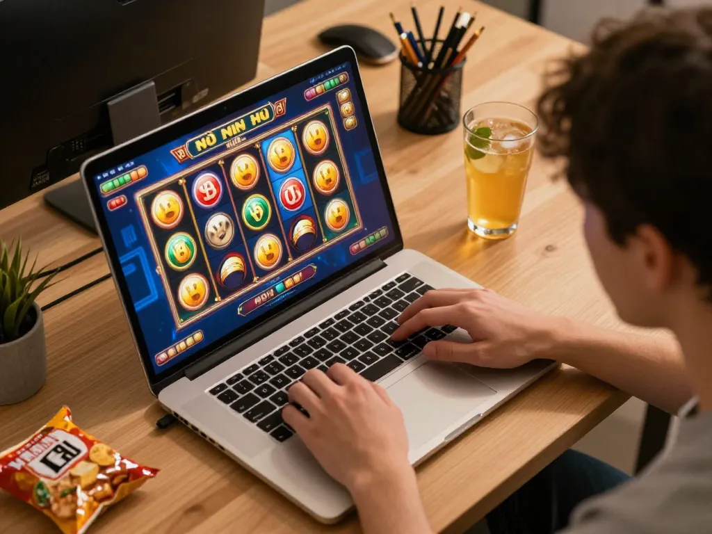 Engaging gameplay of game nổ hũ displayed on a laptop screen during a strategic online session.