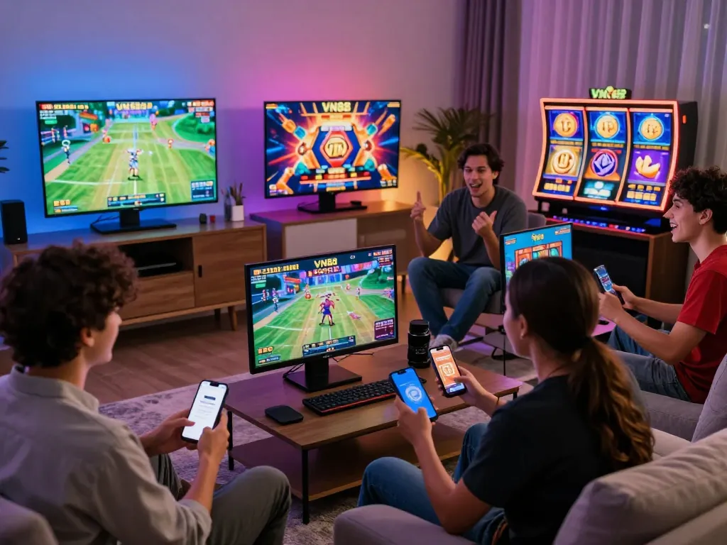 Exciting VN88 online gaming experience with diverse players in a modern setting