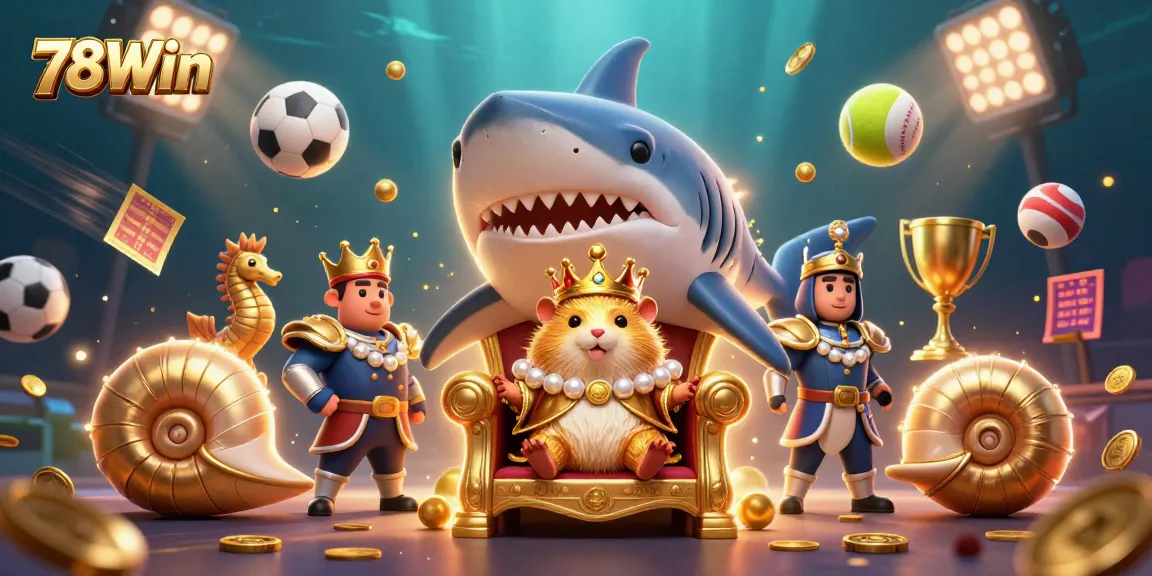 Immerse in thrilling gameplay with 78Win's dynamic casino scene featuring a fierce hamster king.