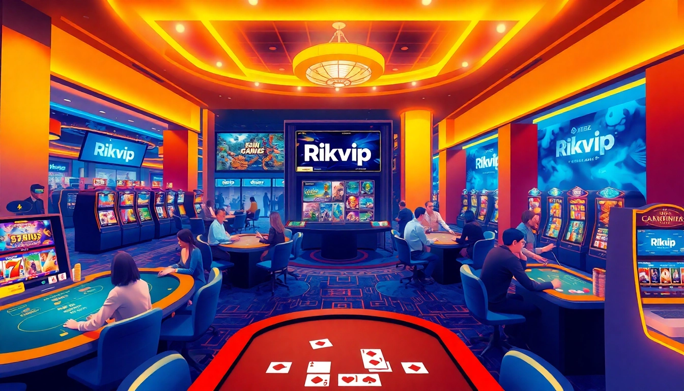 Experience the excitement of Rikvip's dynamic gaming environment with vibrant casino visuals.