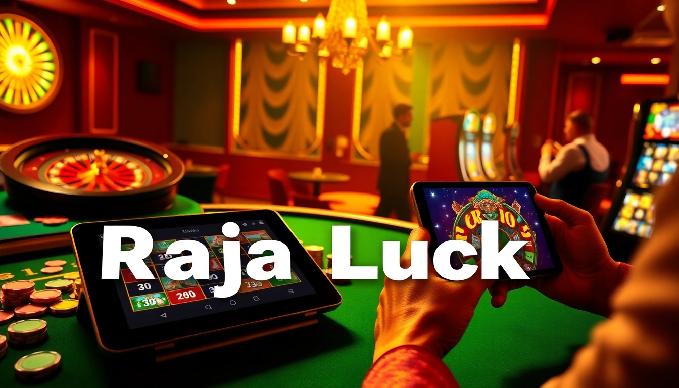 Experience thrilling gaming action with Raja Luck on vibrant casino tables filled with excitement.