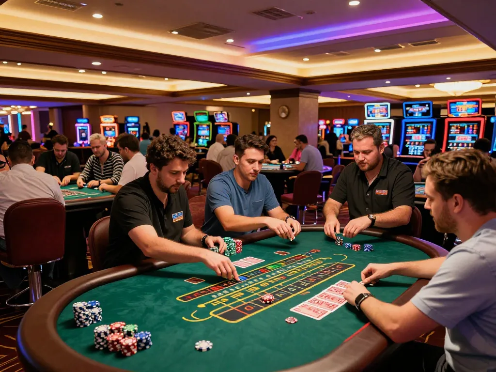 Players engaging in a thrilling game at tx88 com casino, with vibrant lights and dynamic action.