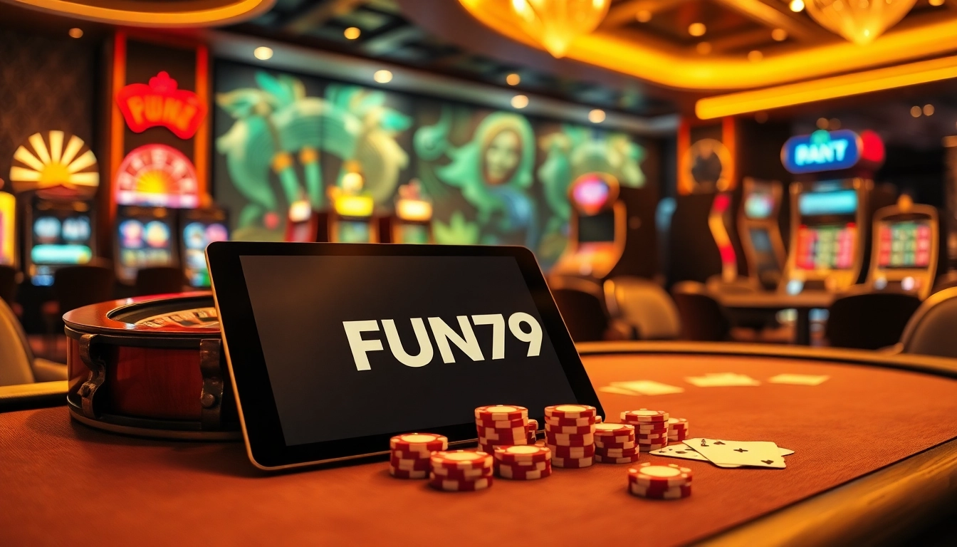 Experience the luxury of online gaming at FUN79 with poker chips and high-stakes excitement.