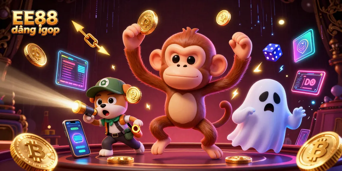 Experience EE88 đăng nhập with our exciting casino journey featuring a playful poltergeist monkey and its ghost-hunter puppy.