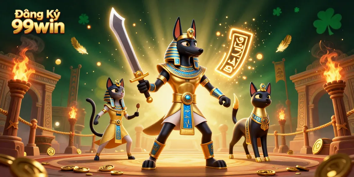 Experience the thrill of Đăng Ký 99win with vibrant gaming elements and 3D characters.