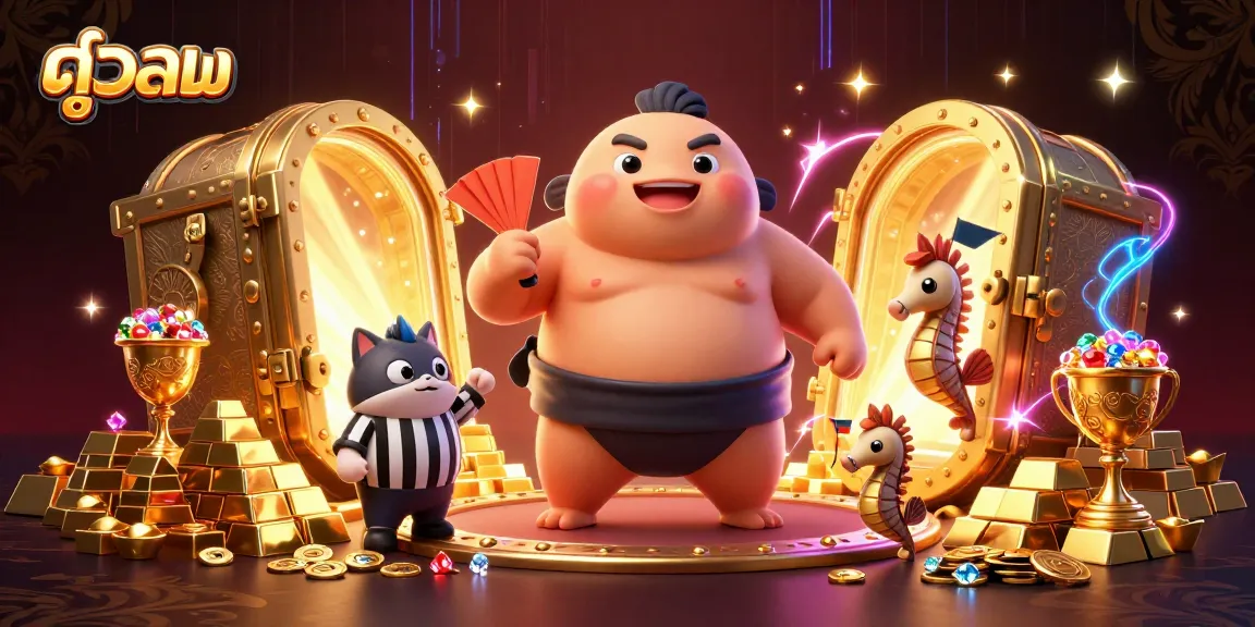 Discover ดูบอล excitement in a vibrant underwater casino scene filled with jewels and gold treasure.
