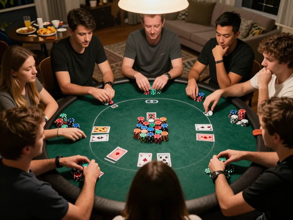 Players engage in an intense poker game at F168, showcasing strategic plays and lively interaction