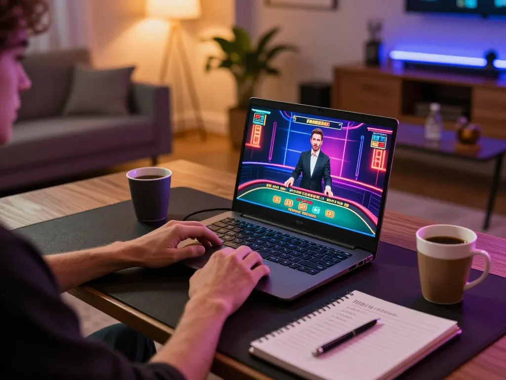 33win player enjoying live dealer casino games at home, showcasing engaging online gaming experience
