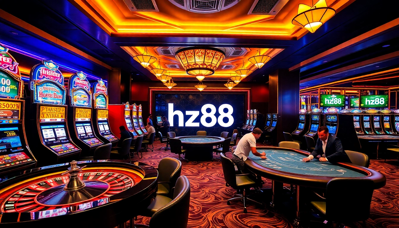 Experience thrilling gameplay at hz88 with vibrant casino tables and excited players.