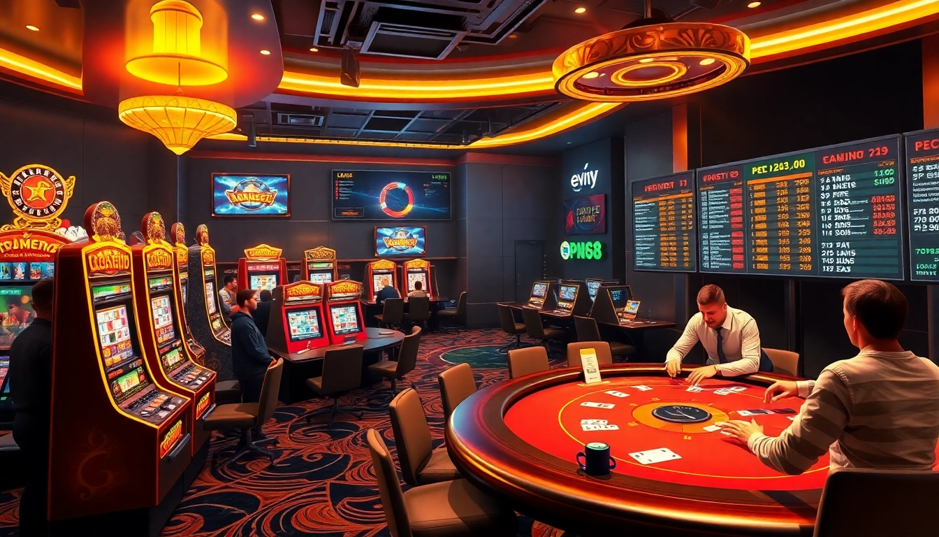 Twin68 online gaming experience with vibrant casino and sports betting atmosphere