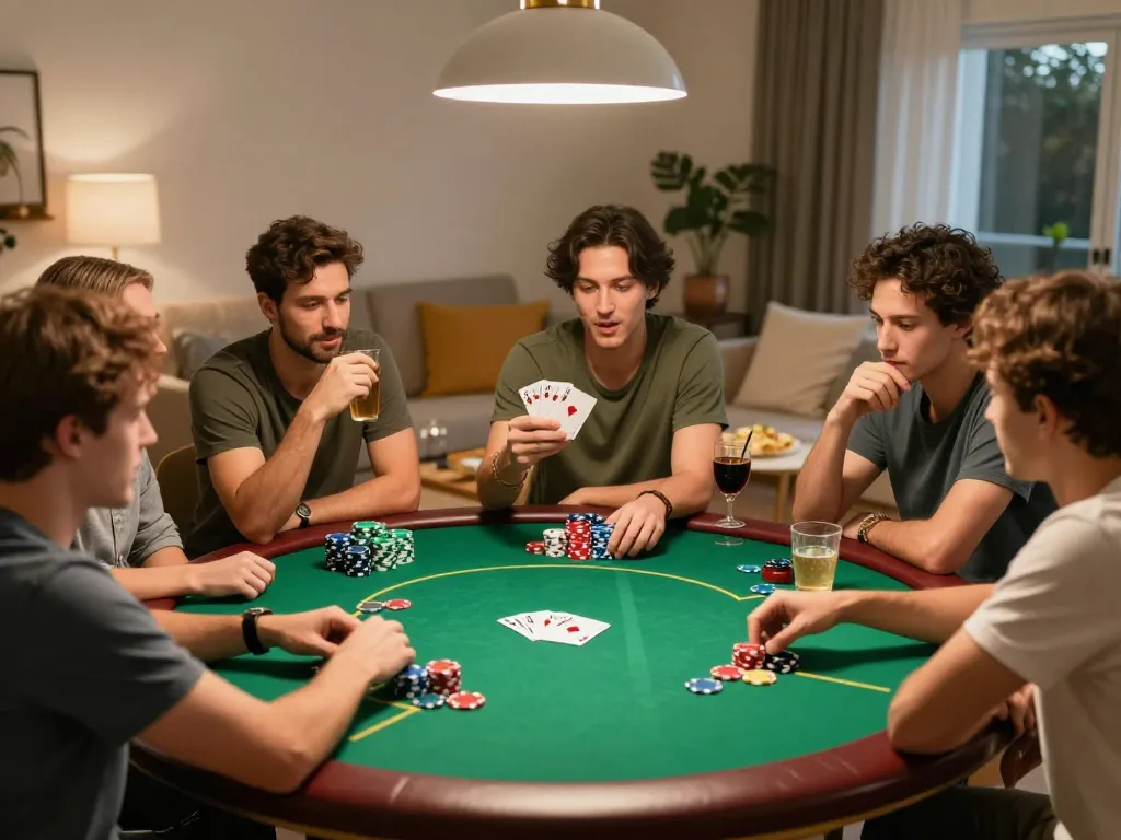 Friends enjoy an exciting poker night while testing strategies at s666.