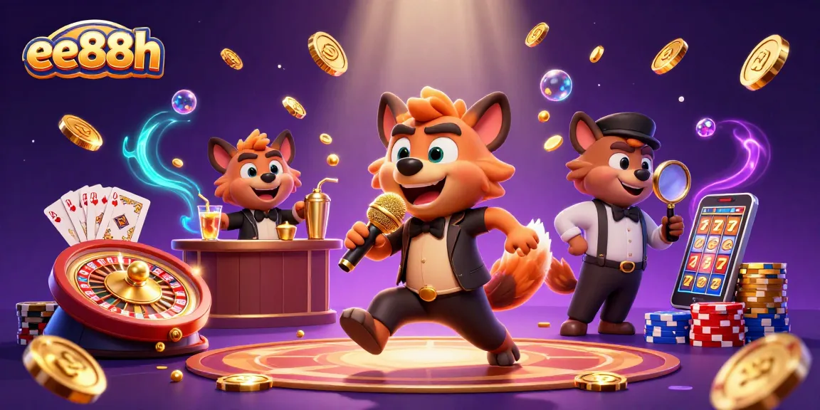 Hyenas entertain while showcasing amazing games at EE88H's lively casino atmosphere.