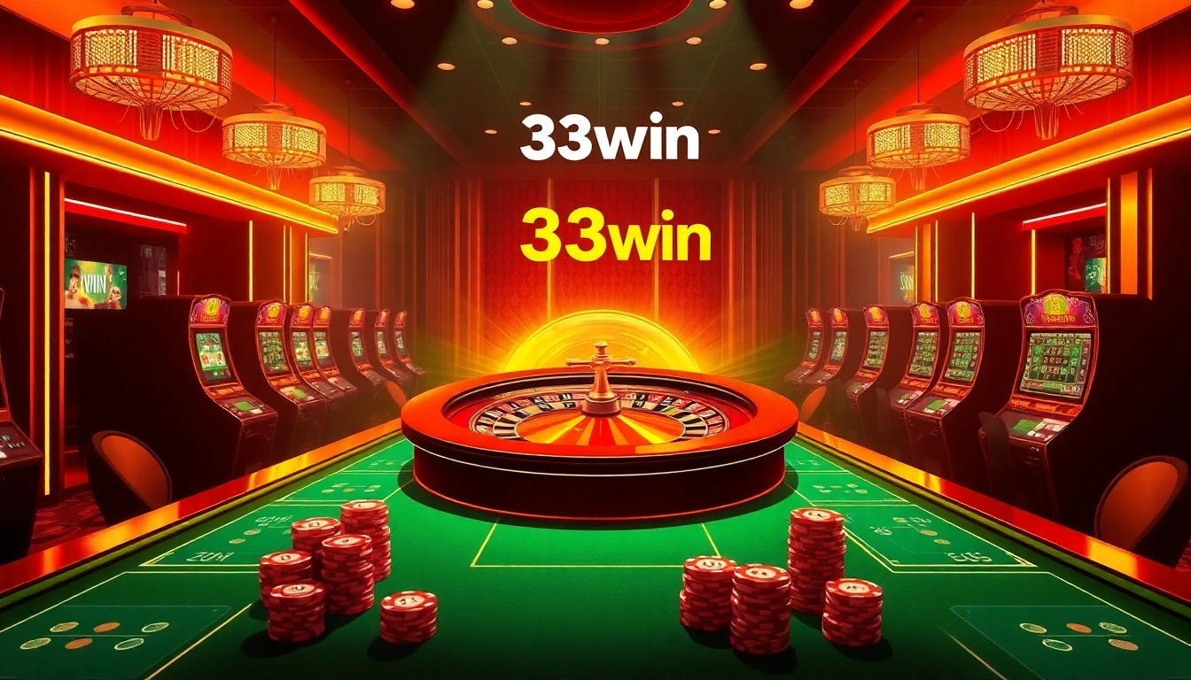 Players enjoying high-stakes games at 33win casino, featuring roulette and poker actions.