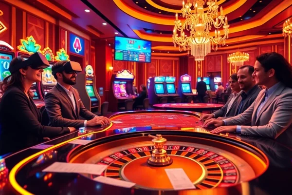 Players enjoying thrilling games at crypto online casinos with vibrant visuals and immersive interfaces.