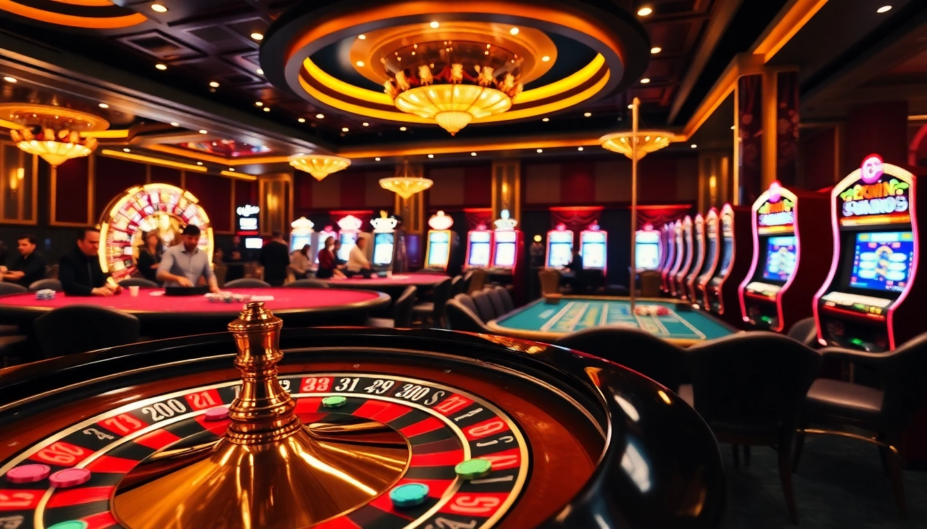 Okwin casino players engaged in high-stakes poker and exciting slot machine games.