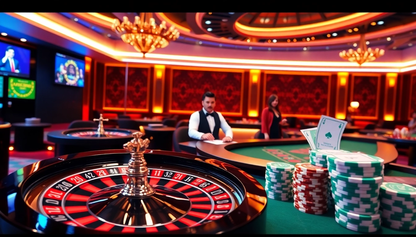 Experience the thrill of nk88 win in this vibrant casino scene, featuring online gambling elements.