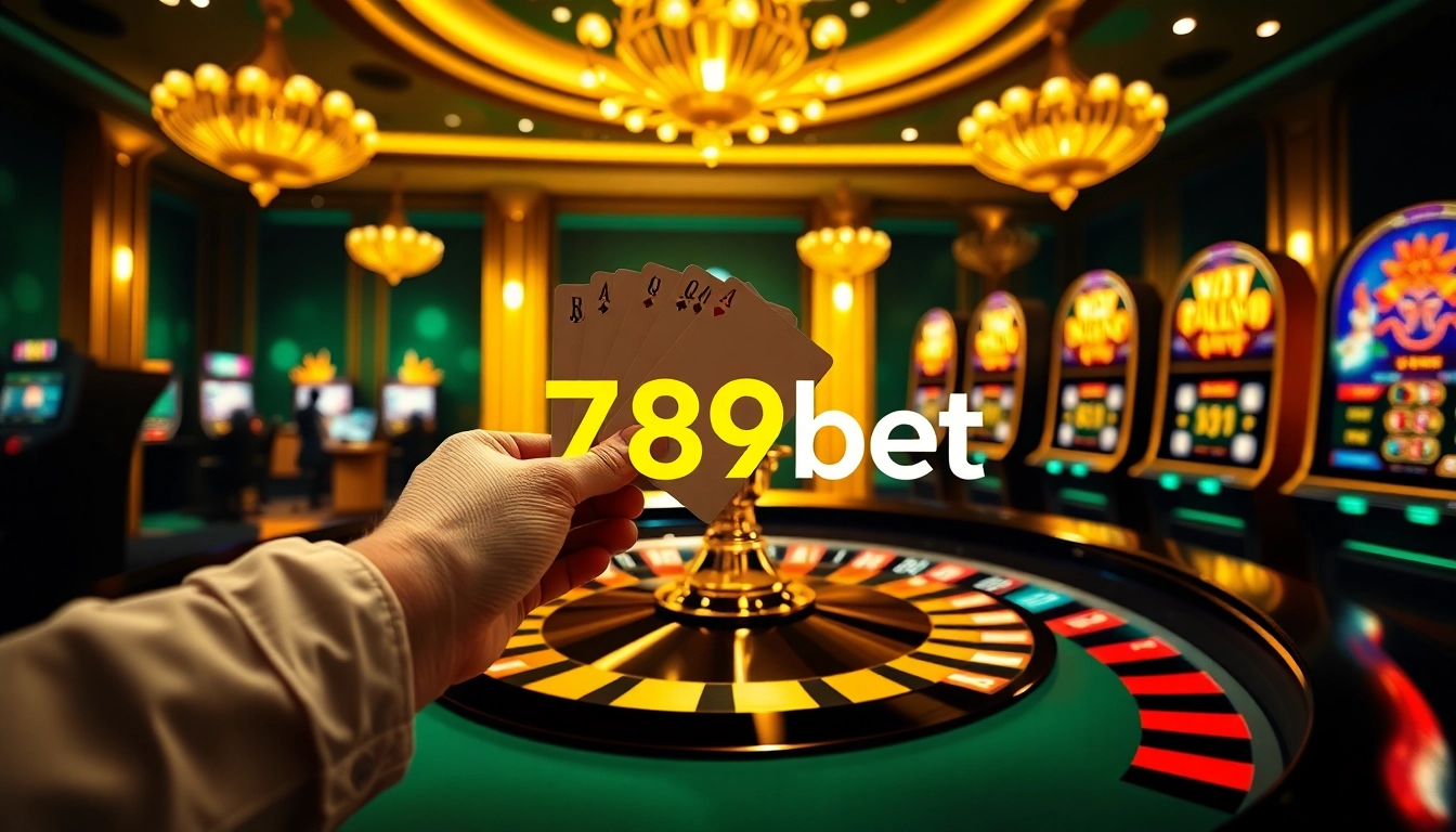 Experience the excitement of online gaming at 789bet with a luxurious casino scene.