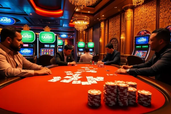 Experience the thrill of high-stakes poker games at https://uu88.blog/ with colorful chips and intense players.