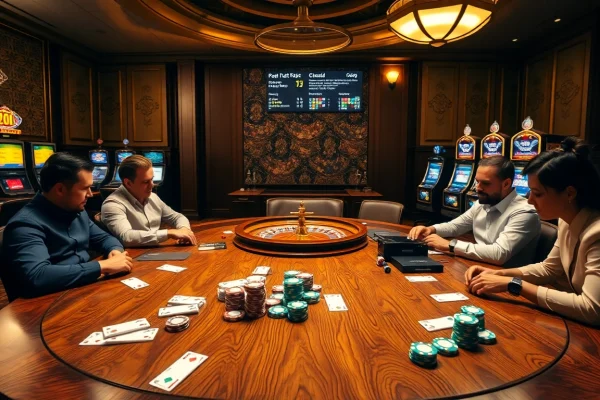 Exciting kazino visuals highlighting nhận định bóng đá kèo nhà cái 5 with poker and roulette tables.